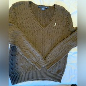 Ralph Lauren Sport Cable Knit V-Neck Sweater- XL